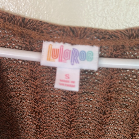 Lularoe Cardigan Size Small Brown Open Front Mid Sleeve High Low Hem Open Knit - Picture 6 of 8